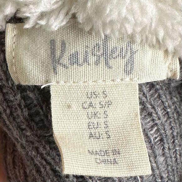 NWT Kaisley Nordic Valentines Heart Print Wool Blend Pom Pom Hooded Sherpa Lined - Picture 7 of 8